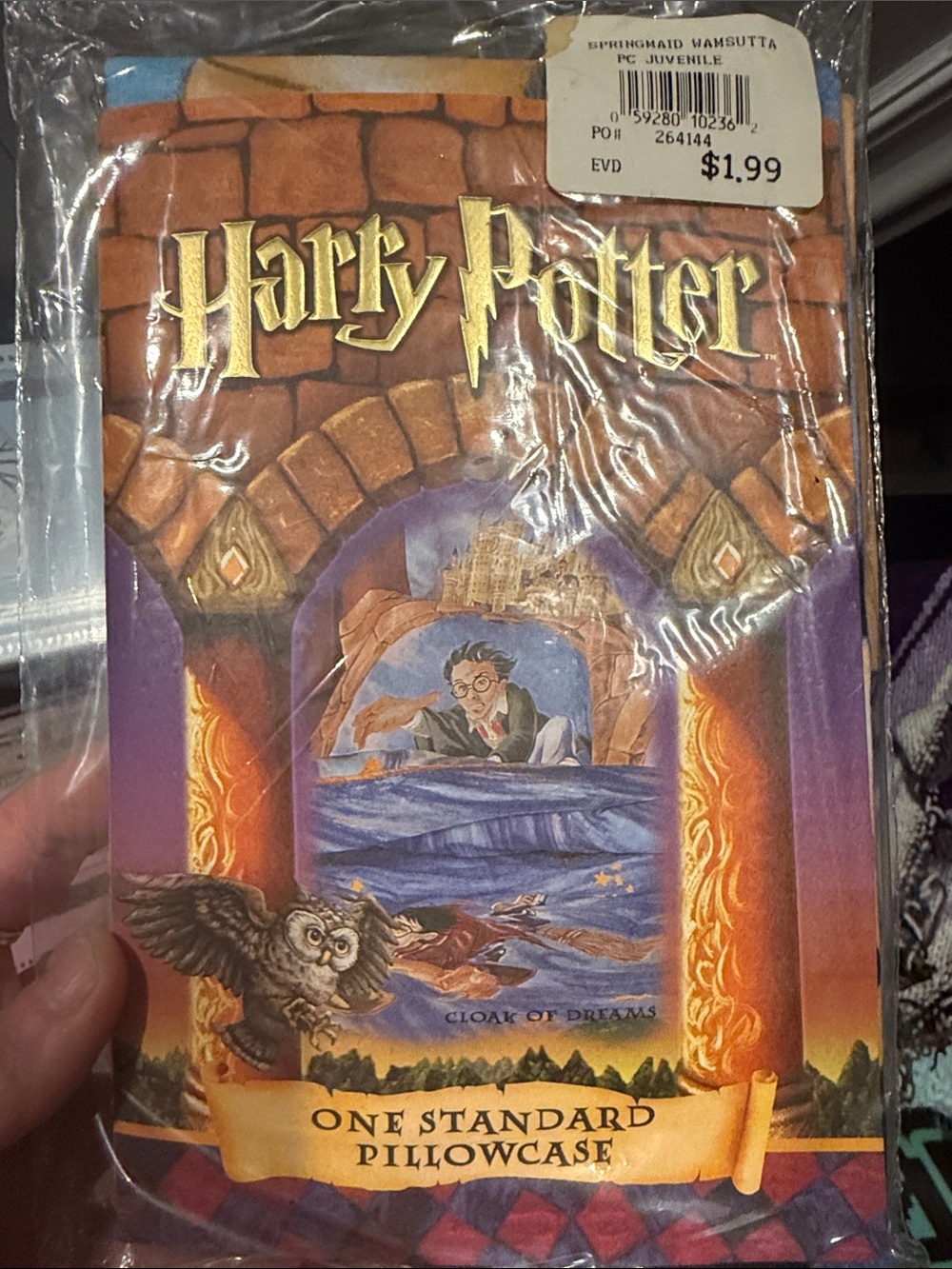 Warner Bros. Harry Potter Pillowcase — Purple, Brown & Gold Accents